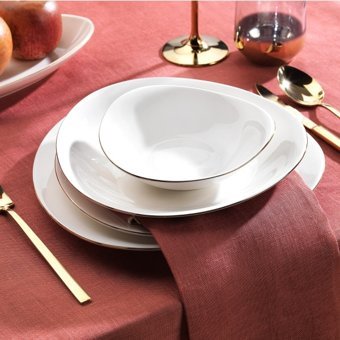 Schafer Dina ALT01 56 Parça 12 Kişilik Desenli Porselen Asimetrik Yemek Takımı