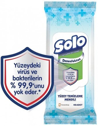 Solo Dezenfektan Antibakteriyel 40 Yaprak Yüzey Temizleme Mendili
