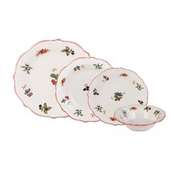Jumbo Majestic 24 Parça 6 Kişilik Desenli Stoneware Yuvarlak Yemek Takımı