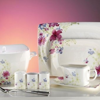 Aryıldız AR 30017 83 Parça 12 Kişilik Desenli Porselen Kare Yemek Takımı