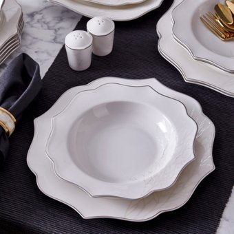Neva Yasmin Romantik N3243 28 Parça 6 Kişilik Desenli Porselen Yuvarlak Yemek Takımı