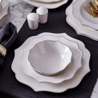 Neva Yasmin Romantik N3243 28 Parça 6 Kişilik Desenli Porselen Yuvarlak Yemek Takımı