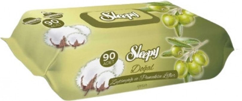 Sleepy Doğal Zeytinyağı ve Pamuksu Lifler Antibakteriyel 90 Yaprak Islak Mendil