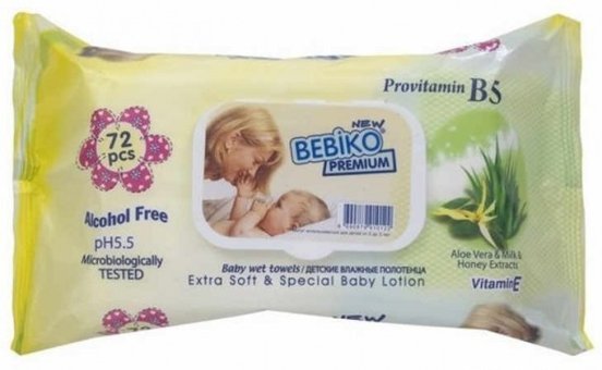 Bebiko Premium Antibakteriyel 72 Yaprak Islak Mendil