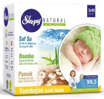 Sleepy Natural Yenidoğan Antibakteriyel 40 Yaprak Islak Mendil