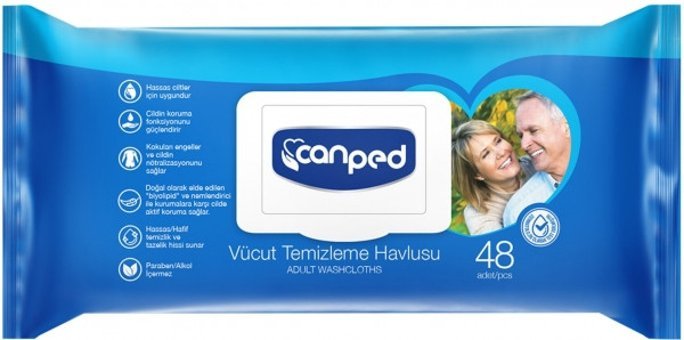 Canped Antibakteriyel 48 Yaprak Vücut Temizleme Mendili