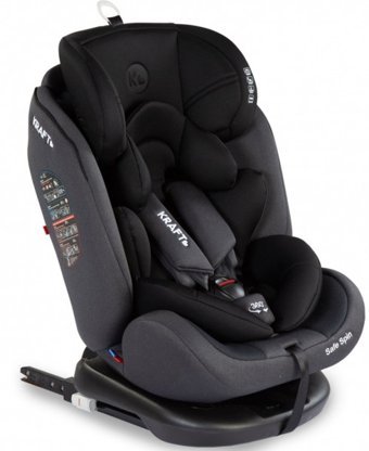 Kraft Safe Spin Isofix 360 Derece Dönen Yatabilen Yükseklik Ayarlı Sürüş Yönü Oto Koltuğu Siyah