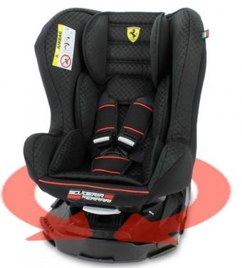 Ferrari Revo Emniyet Kemeri 360 Derece Dönen 0-25 kg Yatabilen Yükseklik Ayarlı Çift Yönlü Oto Koltuğu Siyah