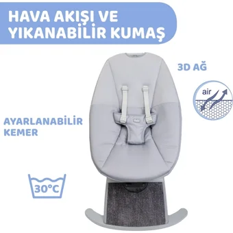 Chicco Comfy Wave Emniyet Kemeri 15-36 kg Yatabilen Yükseklik Ayarlı Sürüş Yönü Oto Koltuğu Gri
