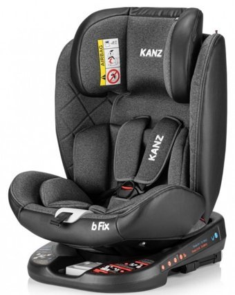 Kanz Bfix Emniyet Kemeri-Isofix 360 Derece Dönen Yatabilen Yükseklik Ayarlı Sürüş Yönü Oto Koltuğu Gri
