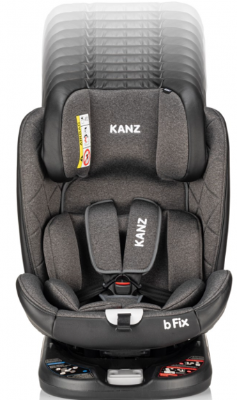 Kanz Bfix Emniyet Kemeri-Isofix 360 Derece Dönen Yatabilen Yükseklik Ayarlı Sürüş Yönü Oto Koltuğu Gri
