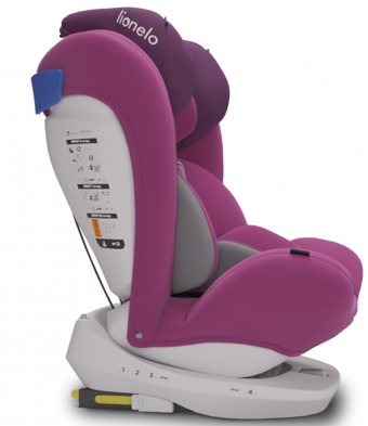 Lionelo Bastiaan Isofix 360 Derece Dönen Yatabilen Yükseklik Ayarlı Sürüş Yönü Oto Koltuğu Mor