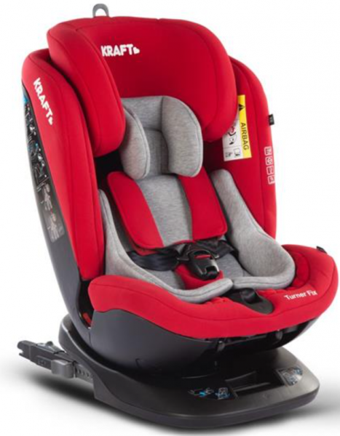 Kraft Turner Fix Isofix 360 Derece Dönen Yatabilen Yükseklik Ayarlı Sürüş Yönü Oto Koltuğu Kırmızı