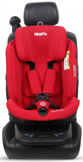 Kraft Turner Fix Isofix 360 Derece Dönen Yatabilen Yükseklik Ayarlı Sürüş Yönü Oto Koltuğu Kırmızı