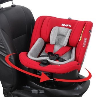 Kraft Turner Fix Isofix 360 Derece Dönen Yatabilen Yükseklik Ayarlı Sürüş Yönü Oto Koltuğu Kırmızı