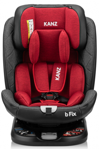 Kanz Bfix Emniyet Kemeri-Isofix 360 Derece Dönen Yatabilen Yükseklik Ayarlı Sürüş Yönü Oto Koltuğu Kırmızı