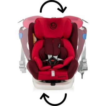 Elele Rotatefix Emniyet Kemeri-Isofix 360 Derece Dönen Yatabilen Yükseklik Ayarlı Sürüş Yönü Oto Koltuğu Kırmızı