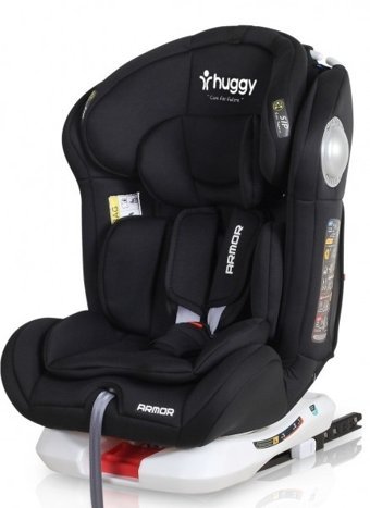 Huggy Armor Rotate Emniyet Kemeri-Isofix 360 Derece Dönen Yatabilen Yükseklik Ayarlı Sürüş Yönü Oto Koltuğu Siyah