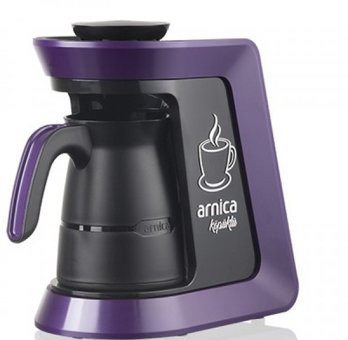 Arnica Köpüklü Pro Tek Hazneli Otomatik 300 ml Su Hazneli 4 Fincan Közde Kahve Tadında 650 W Mor Türk Kahvesi Makinesi
