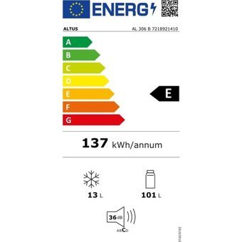 Altus AL 306 B Tek Kapılı Statik E Enerji Sınıfı 114 lt Solo Büro Tipi/Tezgah Altı Buzdolabı