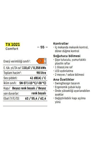 Liebherr TX 1021 Tek Kapılı Nofrost A+ Enerji Sınıfı 86 lt Üstten Donduruculu Solo Büro Tipi/Tezgah Altı Buzdolabı