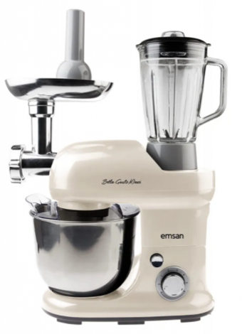 Emsan Bella Gusto Maxi (600.15.01.1780) 1300 W Hamur Yoğurmalı Çırpıcılı Krem Standlı Mikser