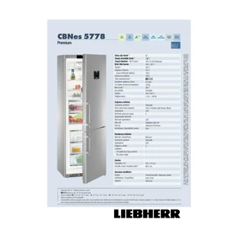 Liebherr CBNES 5778 Çift Kapılı Statik A Enerji Sınıfı 381 lt Inox Alttan Donduruculu Solo Kombi Tipi Buzdolabı