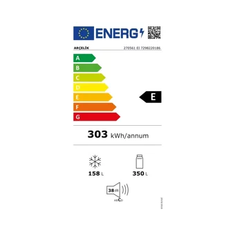 Arçelik 270561 EI Çift Kapılı Statik E Enerji Sınıfı 508 lt Inox Alttan Donduruculu Solo Kombi Tipi Buzdolabı