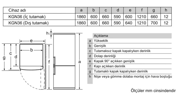 Siemens KG36NNLE0N Çift Kapılı Nofrost E Enerji Sınıfı 305 lt Modern Inox Alttan Donduruculu Solo Kombi Tipi Buzdolabı