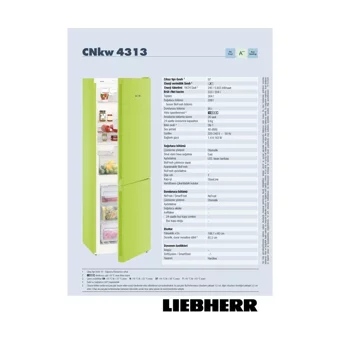 Liebherr CNbe 4313 Çift Kapılı Statik A Enerji Sınıfı 304 lt Yeşil Alttan Donduruculu Solo Kombi Tipi Buzdolabı