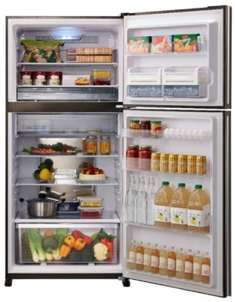 Sharp SJ-XG740G-BK Çift Kapılı Nofrost A++ Enerji Sınıfı 600 lt Modern Siyah Üstten Donduruculu Solo Kombi Tipi Buzdolabı