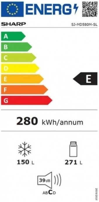 Sharp SJ-MD580M-SL 4 Kapılı Statik E Enerji Sınıfı 421 lt Modern Gri Alttan Donduruculu Solo Gardrop Buzdolabı