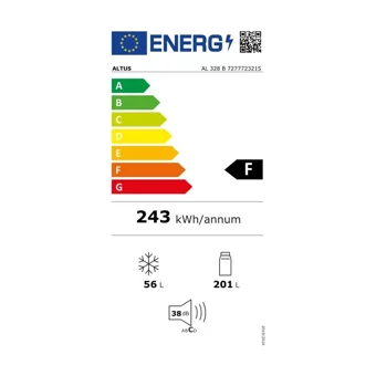 Altus AL 328 B Çift Kapılı Statik F Enerji Sınıfı 257 lt Üstten Donduruculu Solo Kombi Tipi Buzdolabı