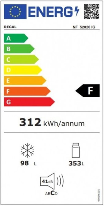 Regal NF 52020 E IG Çift Kapılı Nofrost F Enerji Sınıfı 451 lt Gri Üstten Donduruculu Solo Kombi Tipi Buzdolabı