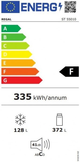 Regal ST 55010 Çift Kapılı Statik F Enerji Sınıfı 500 lt Üstten Donduruculu Solo Kombi Tipi Buzdolabı