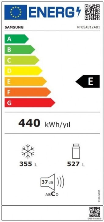 Samsung Rf85a912ab1/tr 127953 4 Kapılı Nofrost E Enerji Sınıfı 880 lt Siyah Alttan Donduruculu Solo Gardrop Buzdolabı