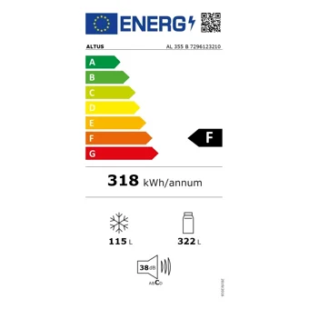 Altus AL 355 B Çift Kapılı Statik F Enerji Sınıfı 437 lt Üstten Donduruculu Solo Kombi Tipi Buzdolabı