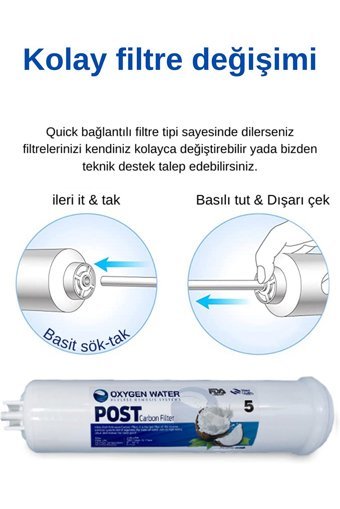 Oxygen Water 14 Aşamalı 8 lt Kapalı Kasa Pompasız Tezgah Altı Su Arıtma Cihazı