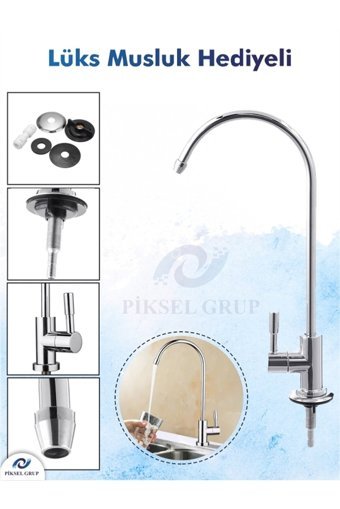 Piksel Aqua Aqua 12 Aşamalı 12 lt Kapalı Kasa Pompasız Tezgah Altı Su Arıtma Cihazı
