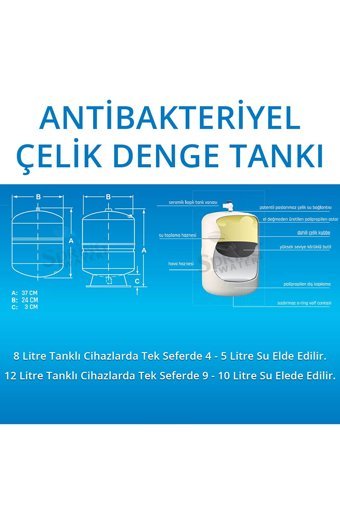 Spring Water 7 filtreli 12 lt Kapalı Kasa Pompasız Tezgah Altı Su Arıtma Cihazı