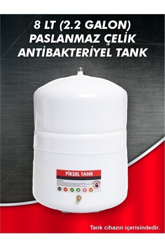 Piksel Aqua Aqua Master 14 Aşamalı 8 lt Kapalı Kasa Pompasız Tezgah Altı Su Arıtma Cihazı