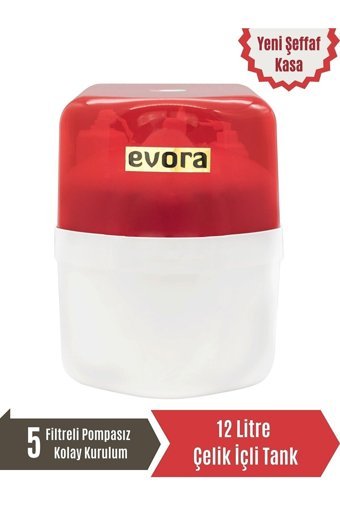 Evora 5 Aşamalı 12 lt Kapalı Kasa Pompasız Tezgah Altı Su Arıtma Cihazı