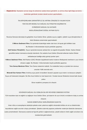 Aura Ihlas Cebilon 5 Filtreli 8 lt Kapalı Kasa Pompasız Tezgah Altı Su Arıtma Cihazı
