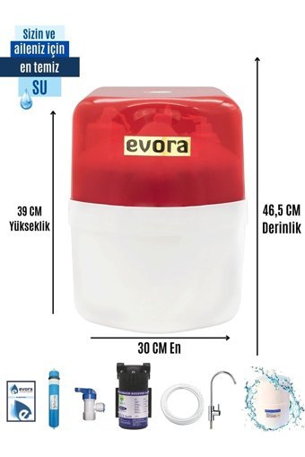 Evora 5 Aşamalı 12 lt Kapalı Kasa Pompalı Tezgah Altı Su Arıtma Cihazı
