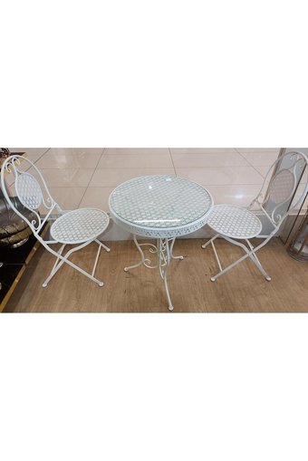 Biev Yuvarlak Metal 60 cm Beyaz Kamp Masası