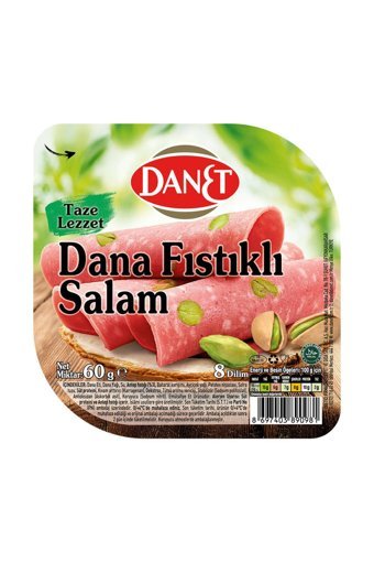 Danet Dilimli Fıstıklı Dana Salam 6x60 gr