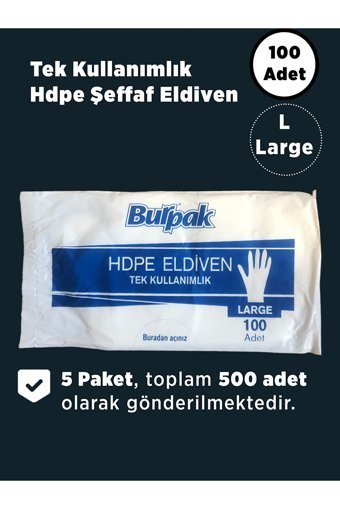 Burpak Large Temizlik Eldiveni 5x100 Adet