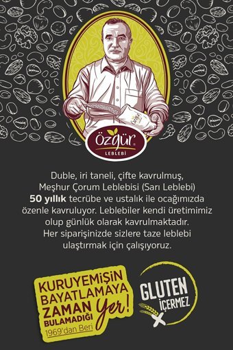 Özgür Leblebi çorum Kavrulmuş Tuzsuz Çıtır Sarı Leblebi 1 kg