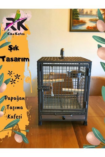 Ciko Kafes Ayaklı Kare Krom Papağan Kafesi Gri