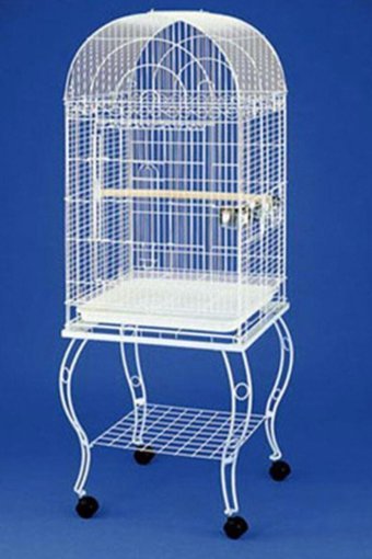Qh Pet Cage 902AB Çatılı Ayaklı Dikdörtgen Krom Papağan Kafesi Beyaz